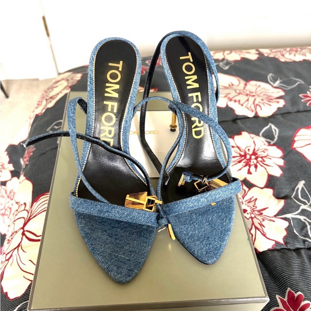 Tom Ford Denim Strappy Heels - Picture 2 of 2